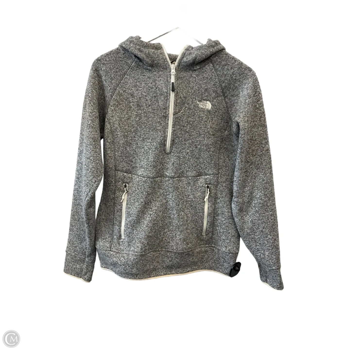 Athletic Sweatshirt Hoodie By The North Face In Grey, Size: M
