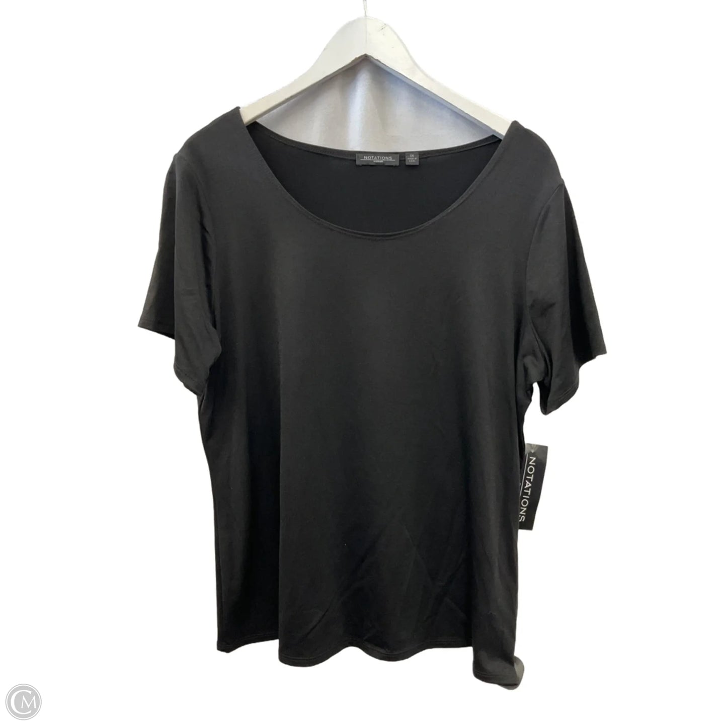 Top Short Sleeve Basic By Notations In Black, Size: 1x