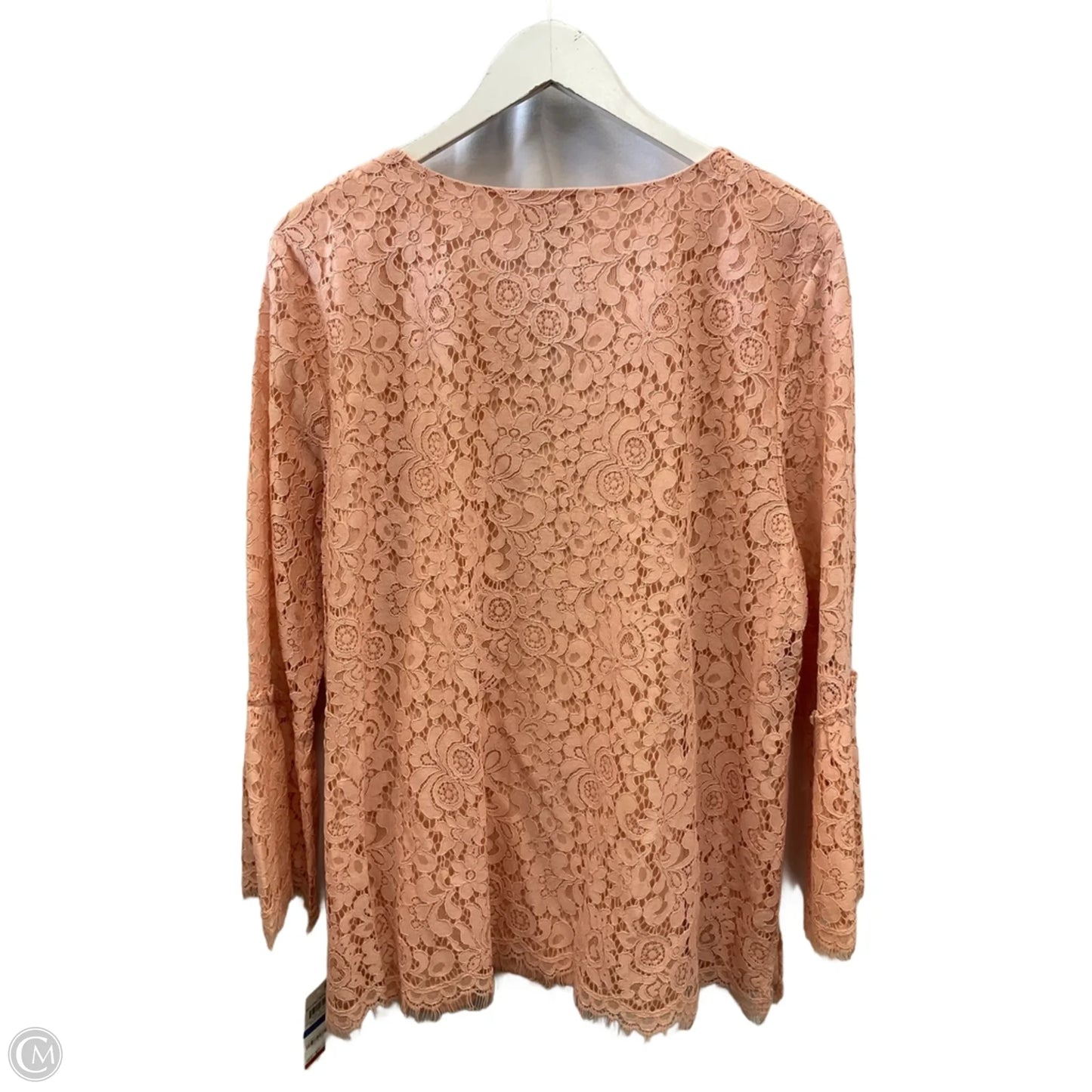 Top Long Sleeve By Jm Collections In Peach, Size: Xl