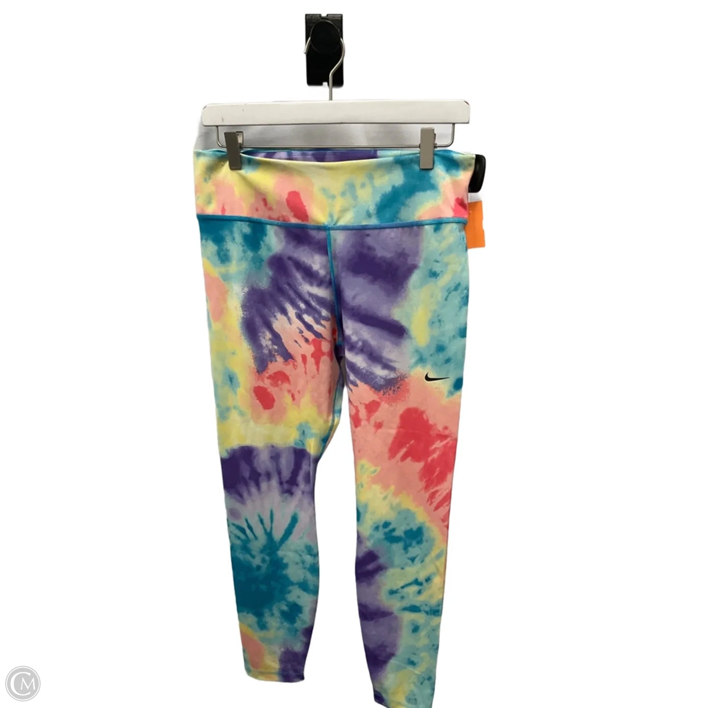 Athletic Leggings By Nike Apparel In Tie Dye Print, Size: L