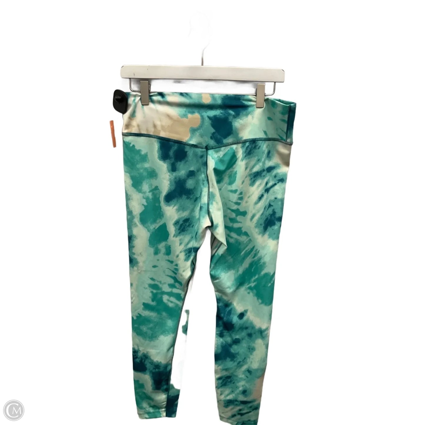 Athletic Leggings By Nike Apparel In Green & White, Size: L