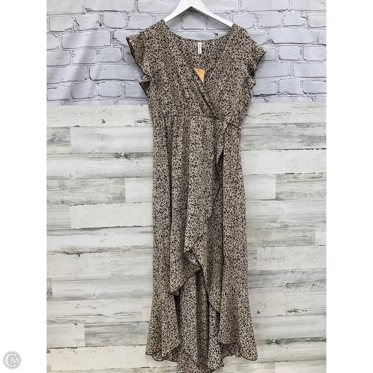 Dress Casual Maxi By Clothes Mentor In Brown & Cream, Size: L