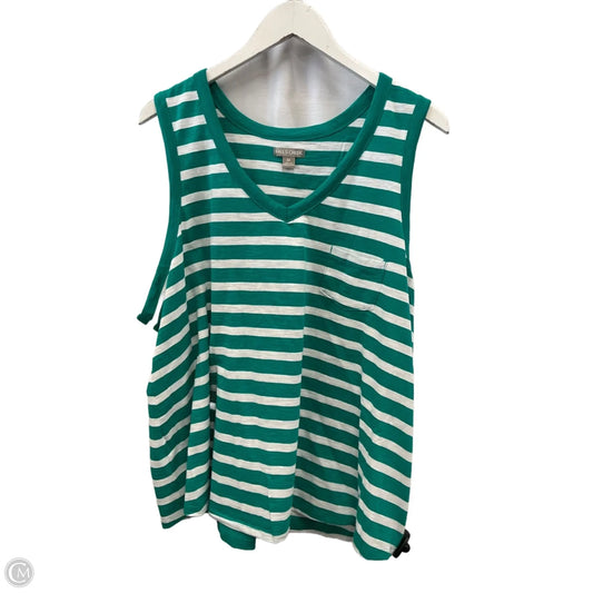 Tank Top By Falls Creek In Green & White, Size: 2x