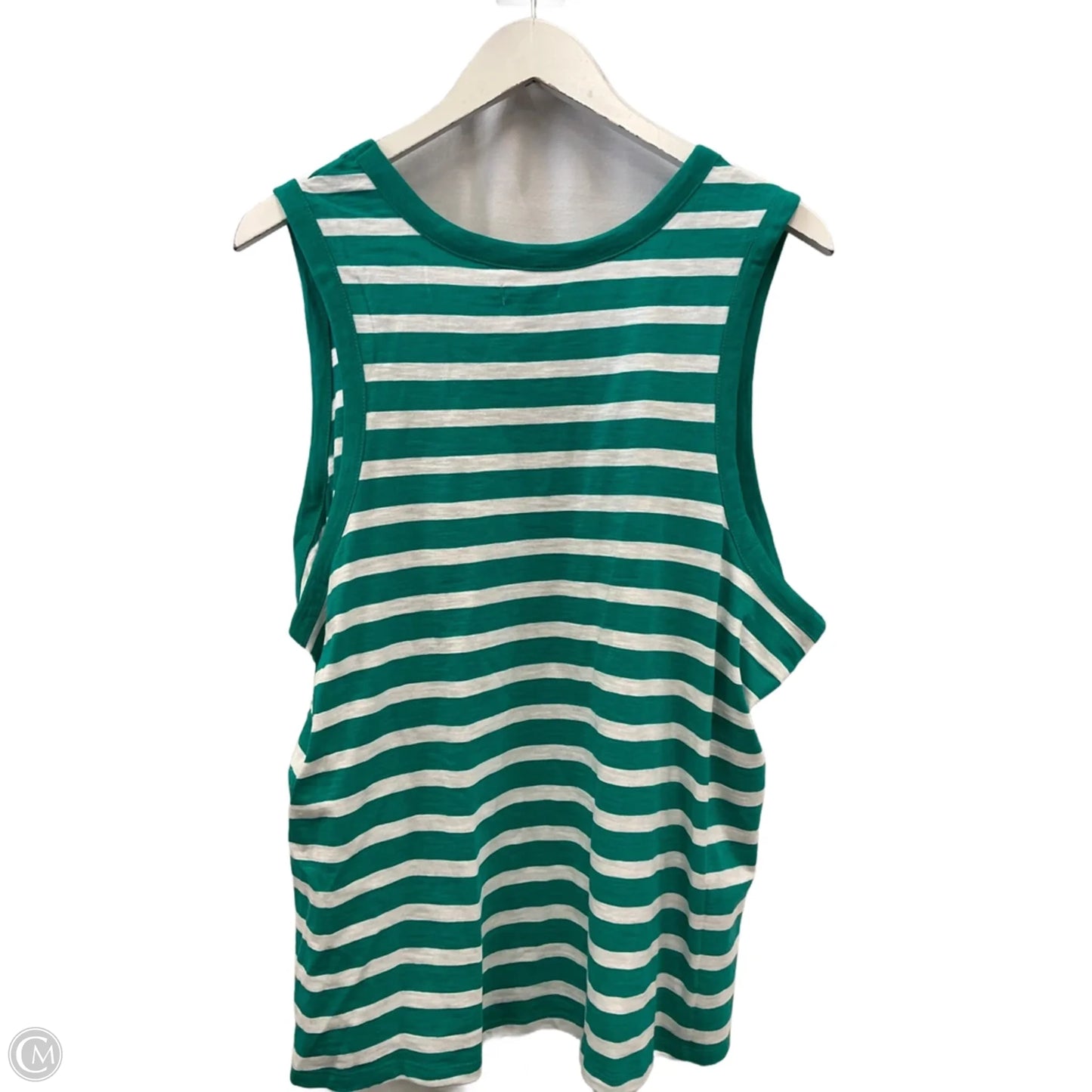 Tank Top By Falls Creek In Green & White, Size: 2x