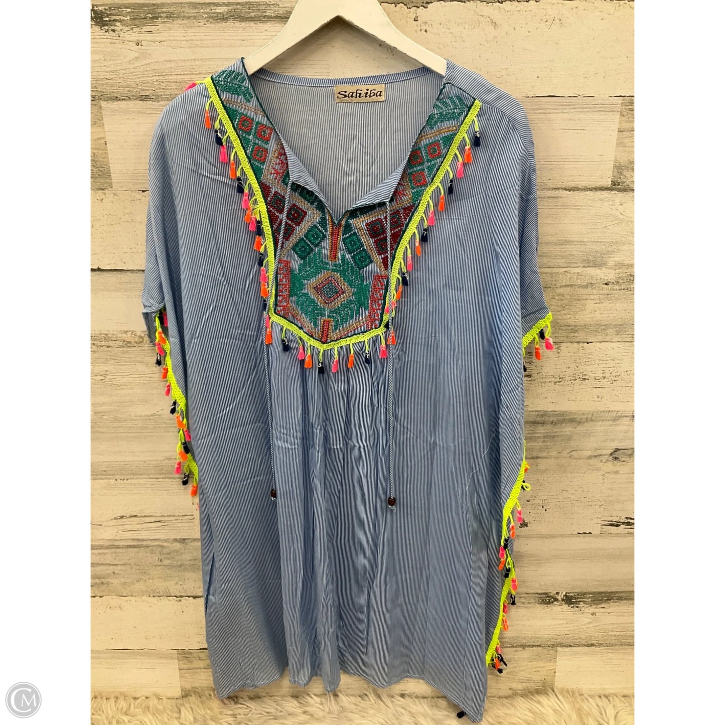 Swimwear Cover-up By Clothes Mentor In Blue & White, Size: Osfm