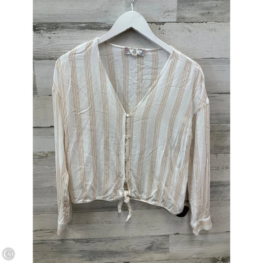Top 3/4 Sleeve By Pink Rose In Cream & Tan, Size: M