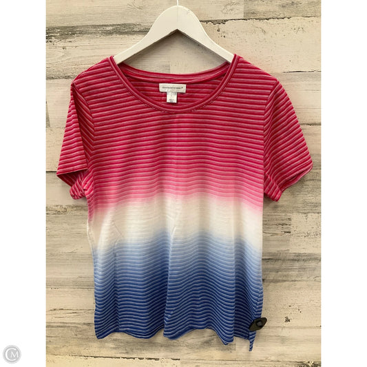 Top Short Sleeve By Christopher And Banks In Blue & Red & White, Size: L