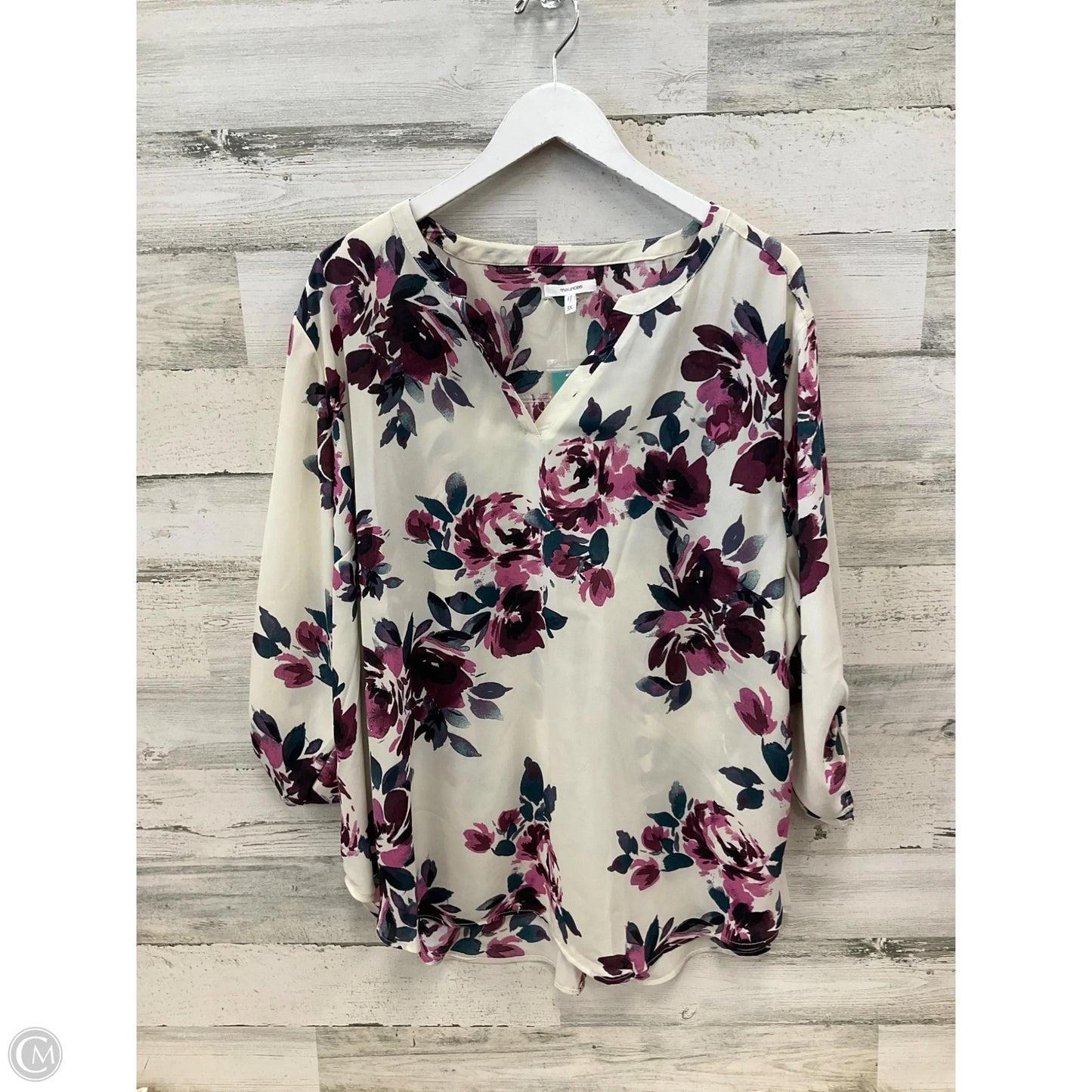 Top 3/4 Sleeve By Maurices In Cream, Size: 3x