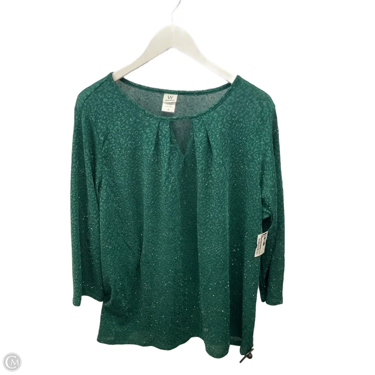 Top 3/4 Sleeve By Wrapper In Green, Size: 2x