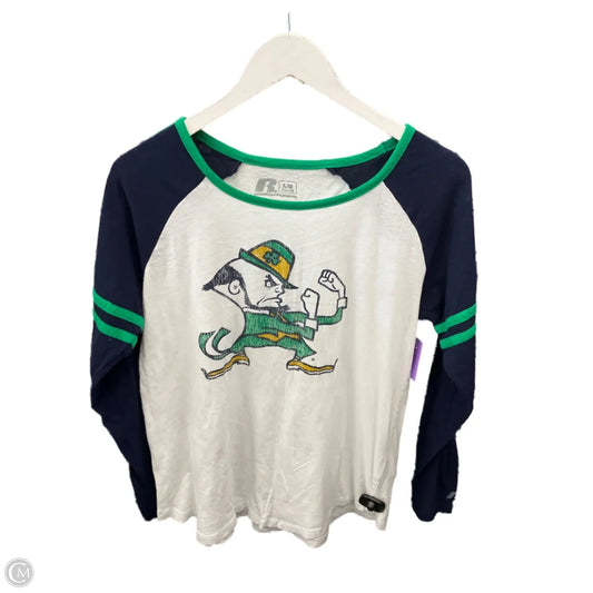 Top Long Sleeve By Russel Athletic In Blue & White, Size: L