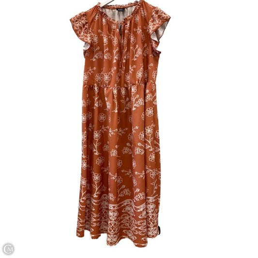 Dress Casual Midi By Clothes Mentor In Orange, Size: 1x