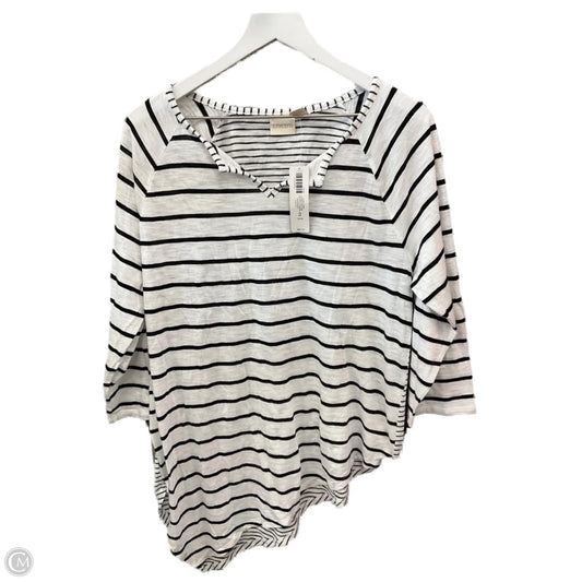 Top 3/4 Sleeve By Chicos In Striped Pattern, Size: L
