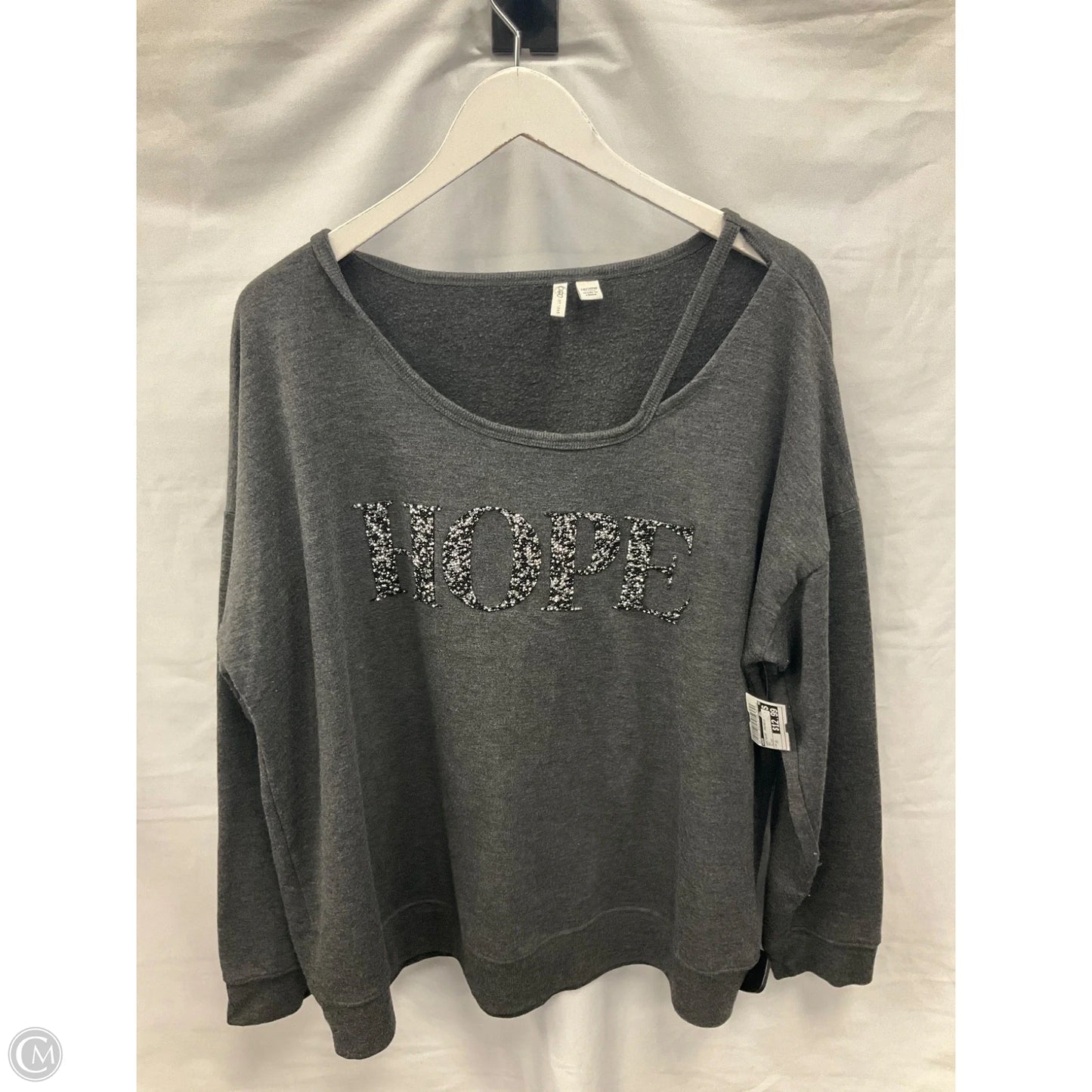 Sweatshirt Crewneck By Cato In Grey, Size: 1x