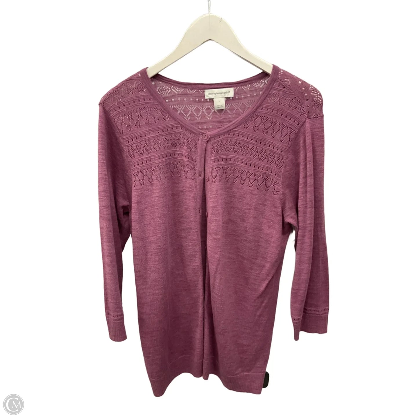 Cardigan By Christopher And Banks In Mauve, Size: L