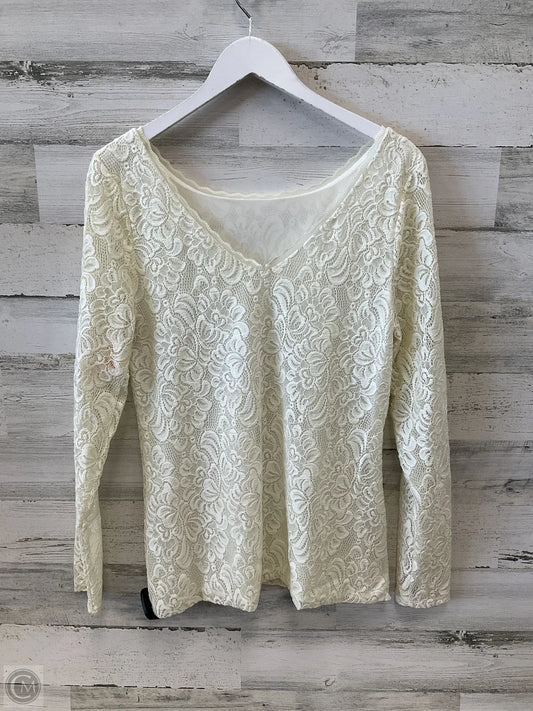 Top Long Sleeve By White House Black Market In Cream, Size: L