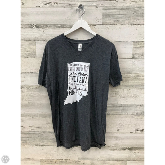 Top Short Sleeve By Anvil In Grey, Size: L