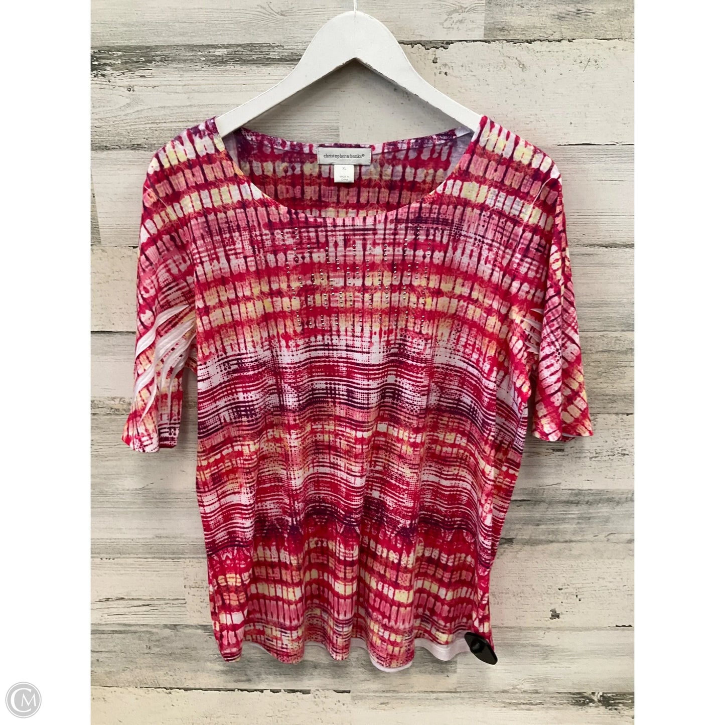 Top Short Sleeve By Christopher And Banks In Pink, Size: Xl