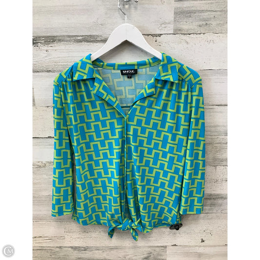 Top 3/4 Sleeve By Unique Spectrum In Blue & Green, Size: S