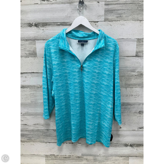 Top 3/4 Sleeve By Karen Scott In Aqua, Size: L