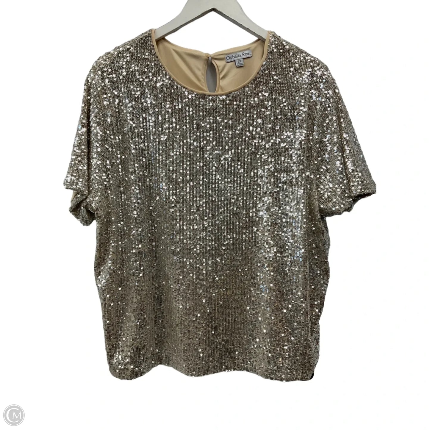 Top Short Sleeve By Opheliarose In Silver, Size: 2x