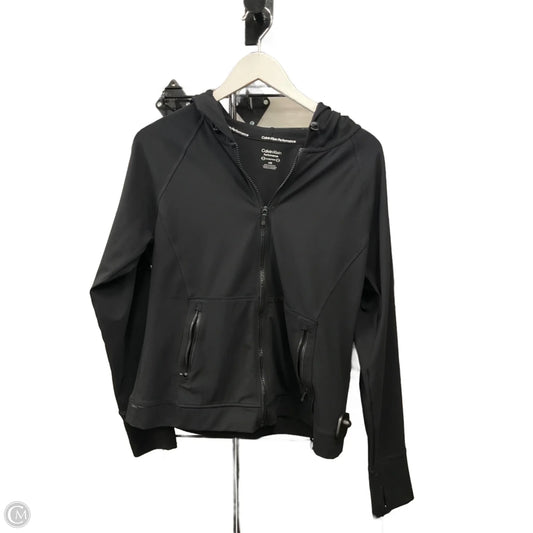 Athletic Sweatshirt Hoodie By Calvin Klein In Black, Size: L