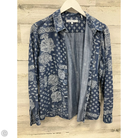 Top Long Sleeve By Foxcroft In Blue Denim, Size: 14p