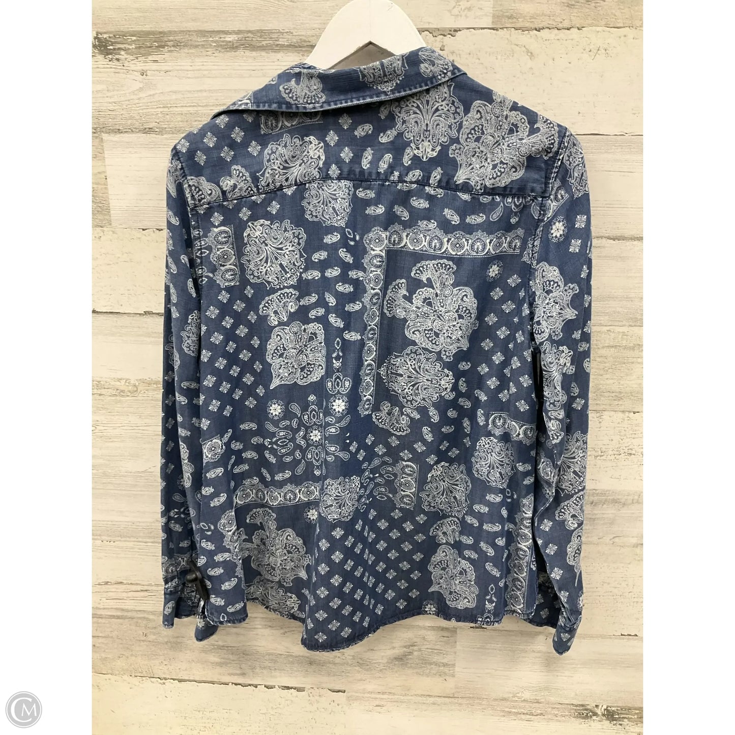 Top Long Sleeve By Foxcroft In Blue Denim, Size: 14p