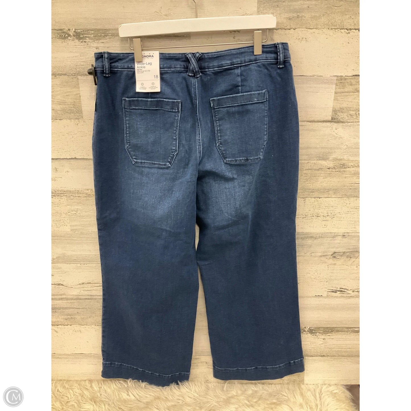 Jeans Cropped By Sonoma In Blue Denim, Size: 18