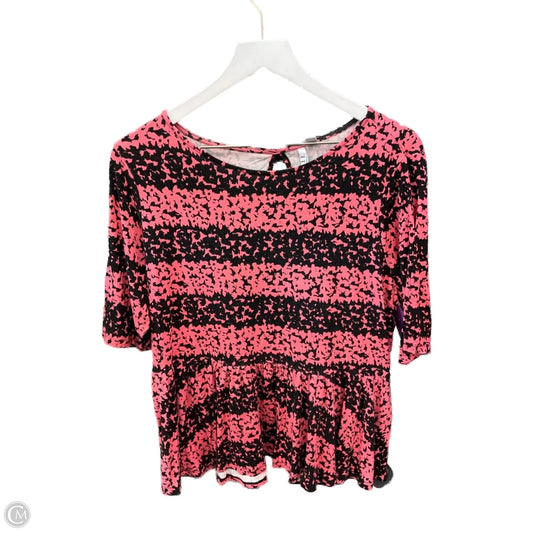 Top Short Sleeve By Elle In Black & Pink, Size: L