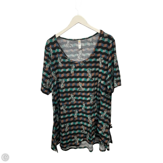 Top Short Sleeve By Lularoe In Black & Green, Size: 3x