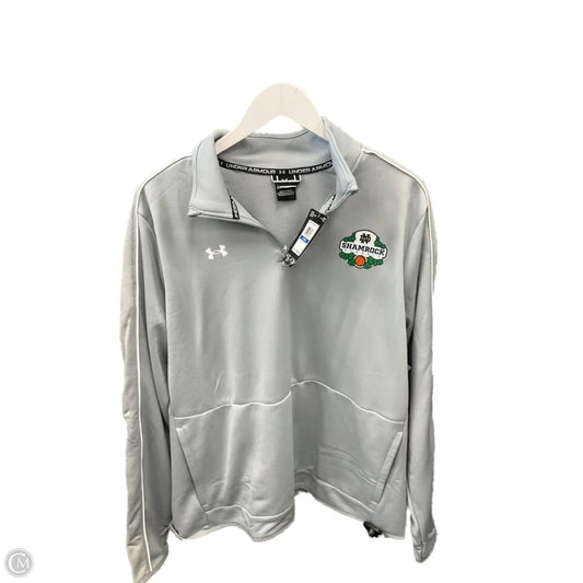Athletic Top Long Sleeve Collar By Under Armour In Grey, Size: Xl