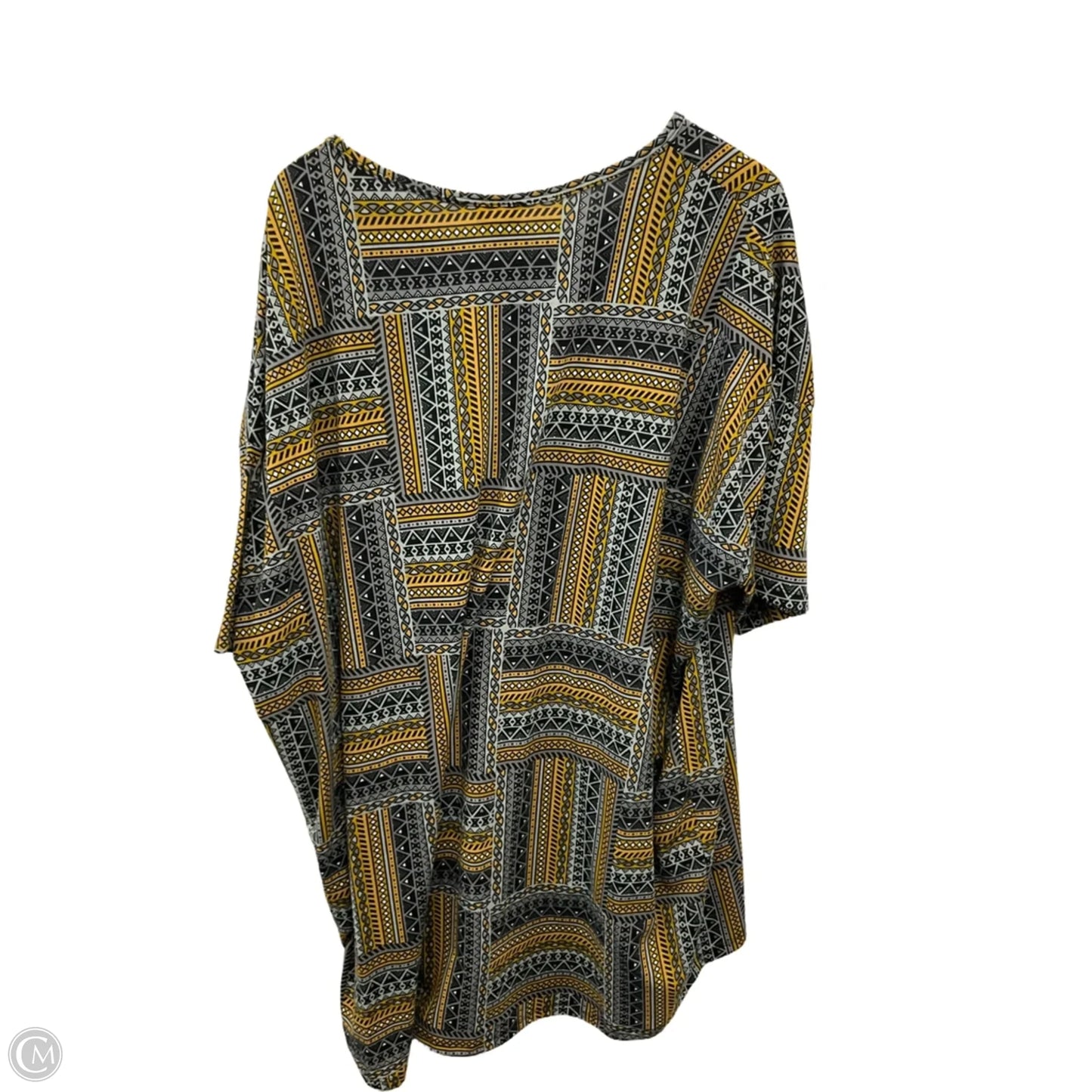 Top Short Sleeve By Lularoe In Grey & Yellow, Size: 3x