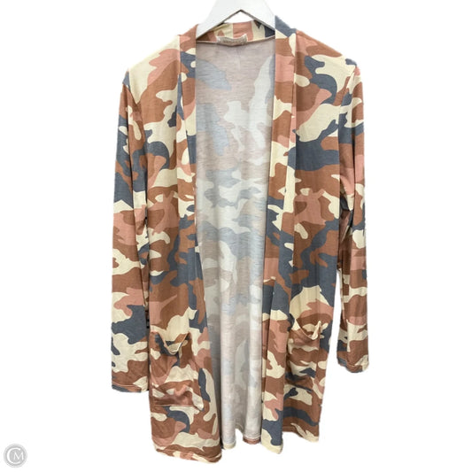 Cardigan By Zenana Outfitters In Camouflage Print, Size: L