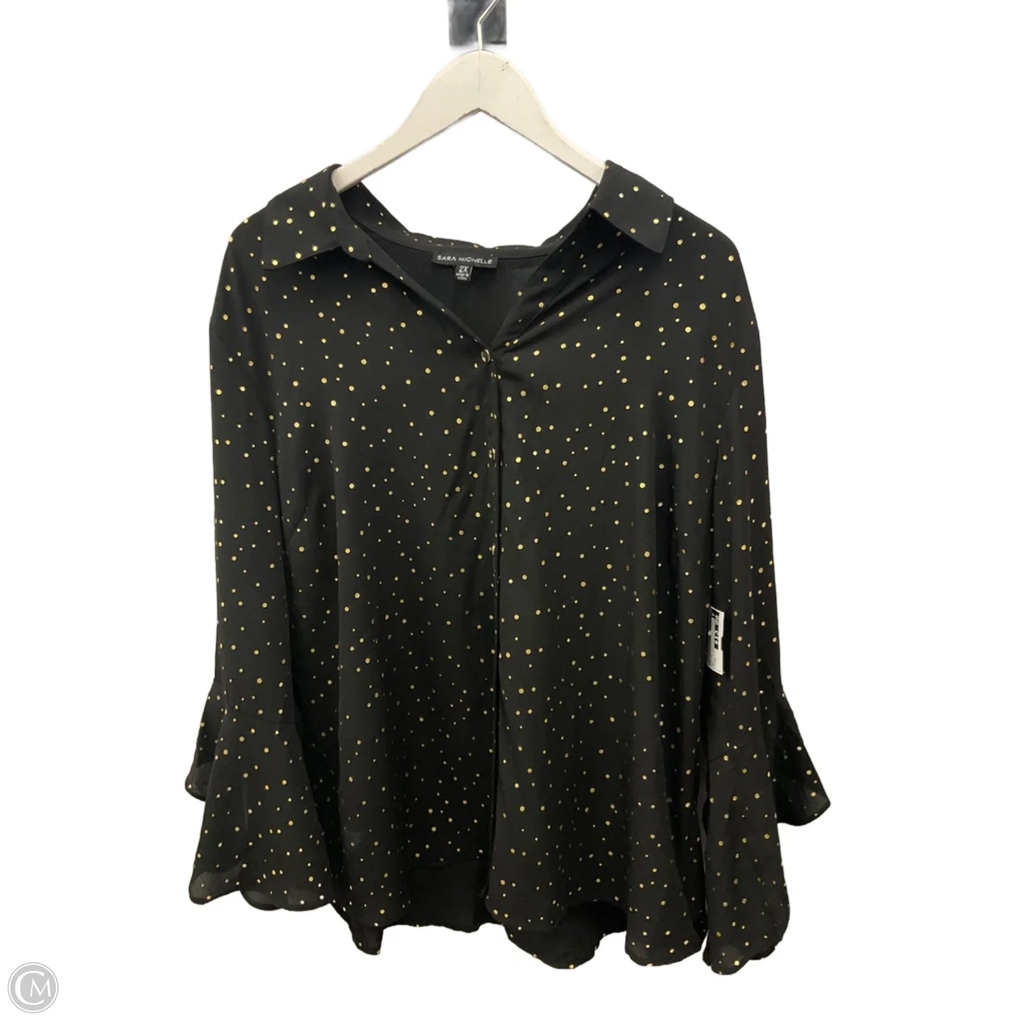 Top Long Sleeve By Sara Michelle In Black & Gold, Size: 2x