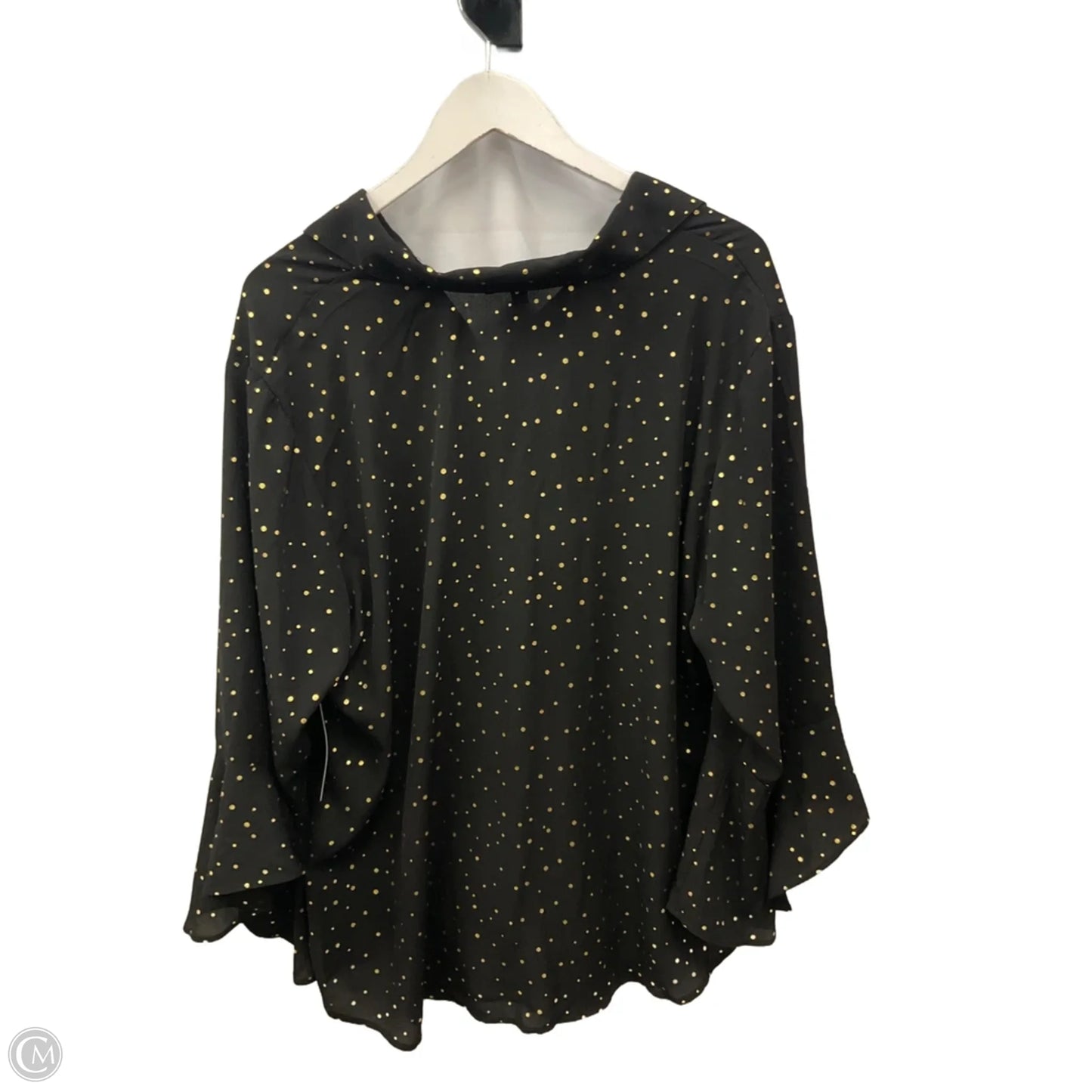 Top Long Sleeve By Sara Michelle In Black & Gold, Size: 2x