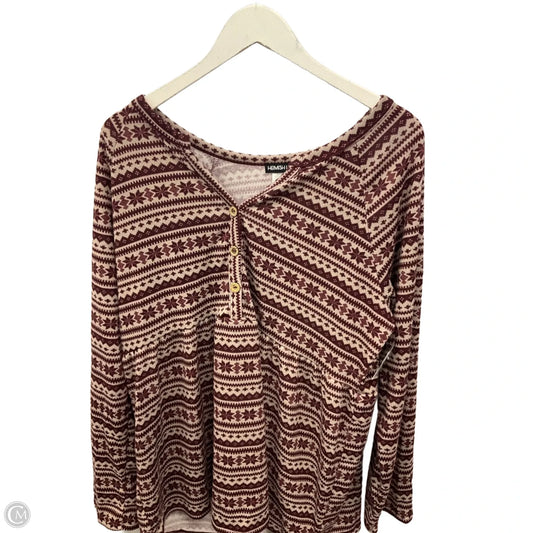 Top Long Sleeve By Heimish Usa In Maroon, Size: 3x
