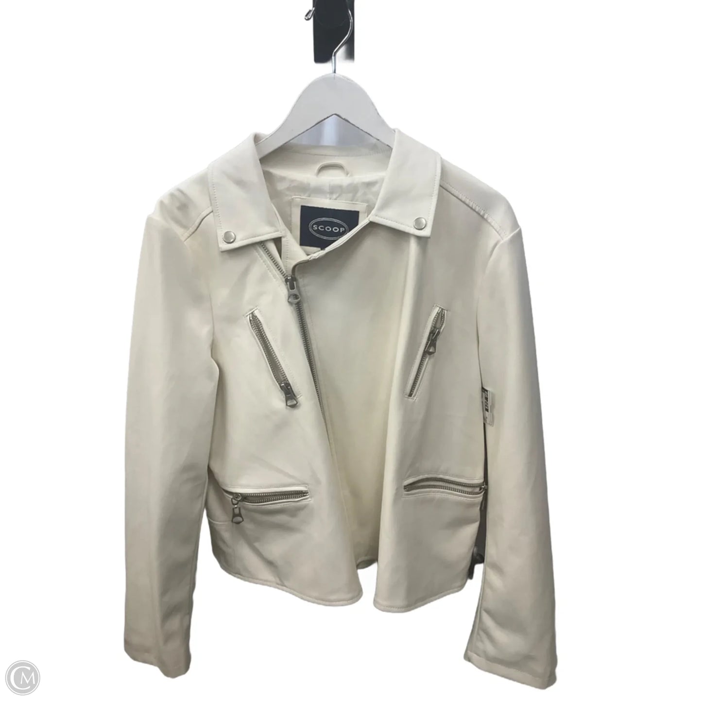 Jacket Moto By Scoop In Ivory, Size: 3x