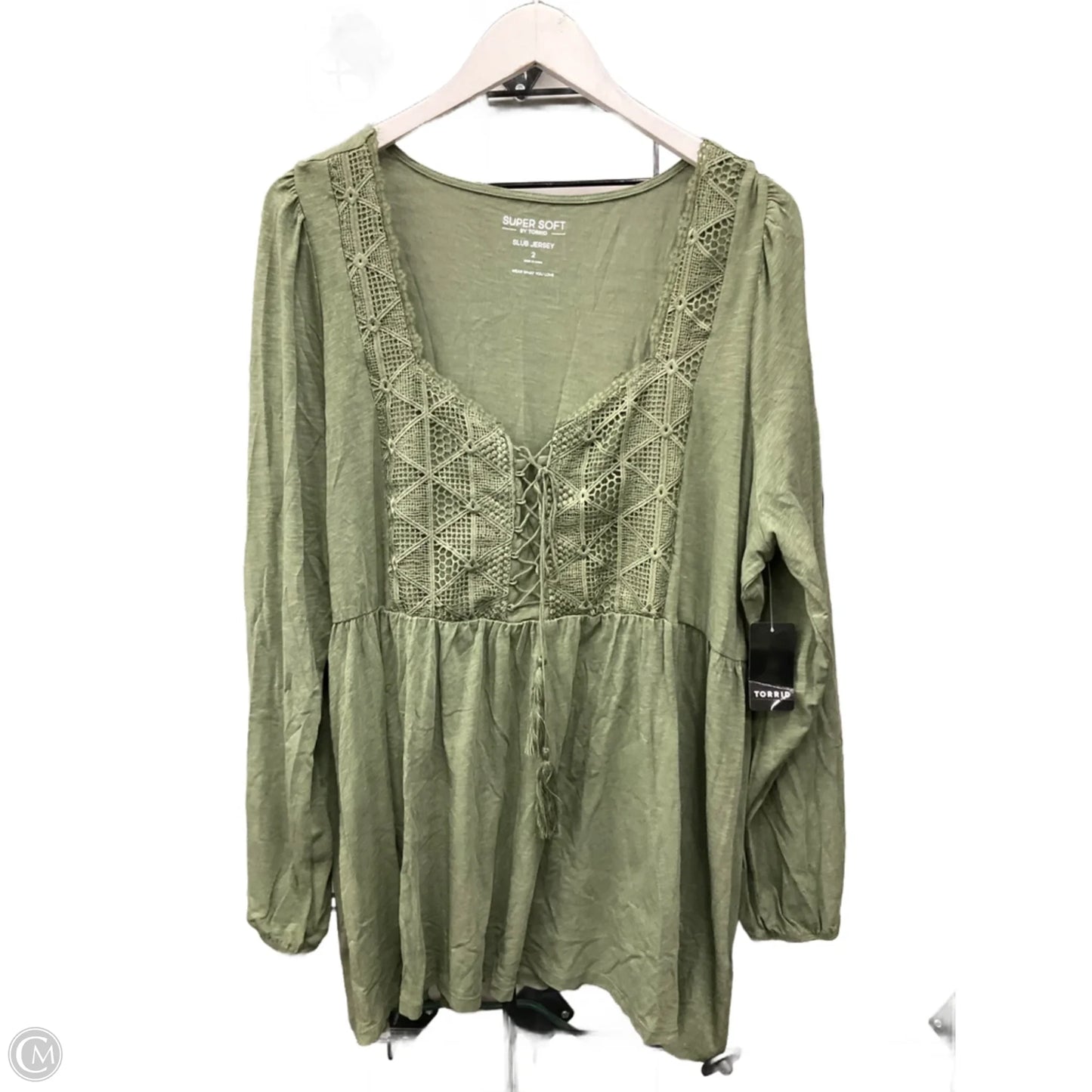Top Long Sleeve By Torrid In Green, Size: 2x