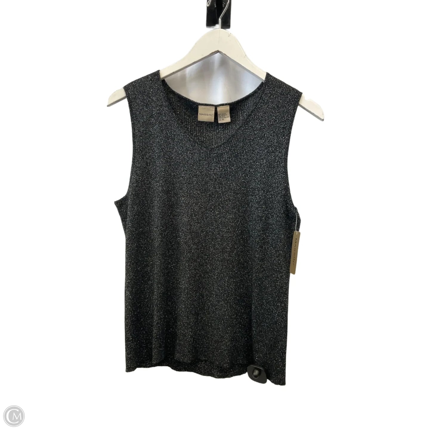 Top Sleeveless By Massini In Black & Silver, Size: Xl