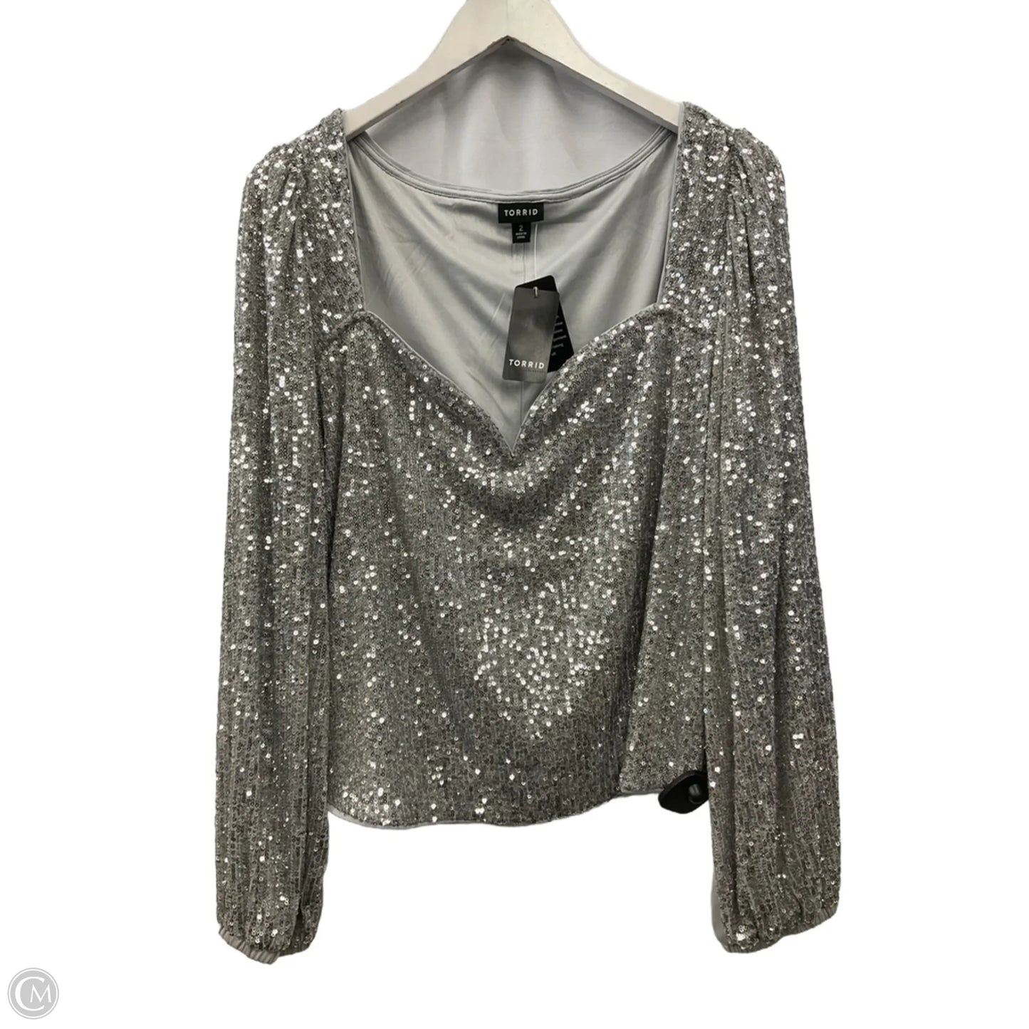 Top Long Sleeve By Torrid In Silver, Size: 2x