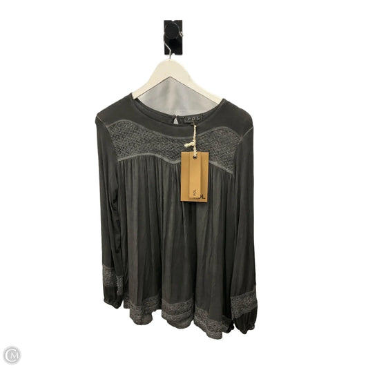 Top Long Sleeve By Pol In Grey, Size: S