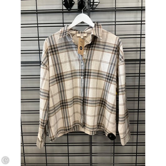 Top Long Sleeve By Joa In Brown & Cream, Size: M
