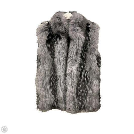 Vest Faux Fur & Sherpa By Cma In Black & Silver, Size: S