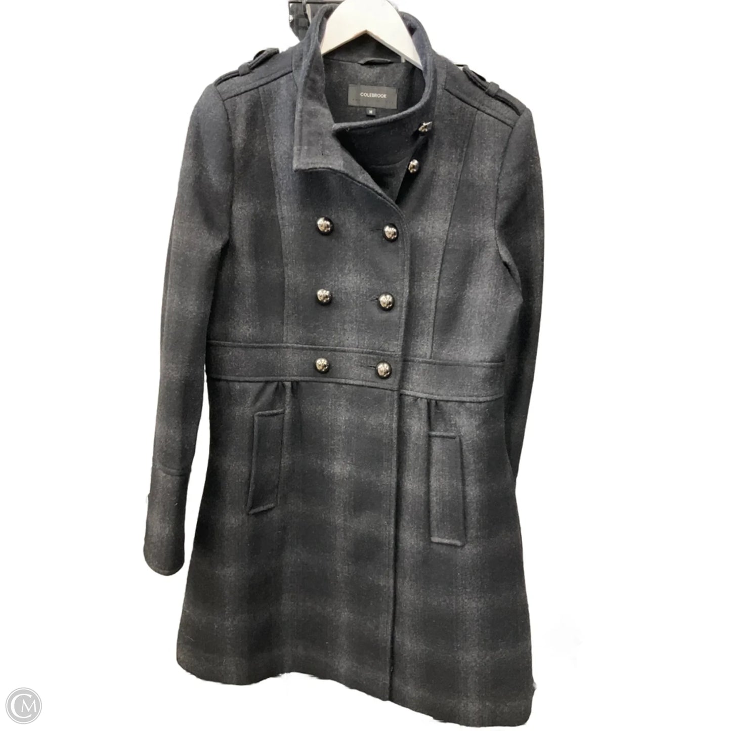 Coat Wool By Colebrook In Black & Grey, Size: M