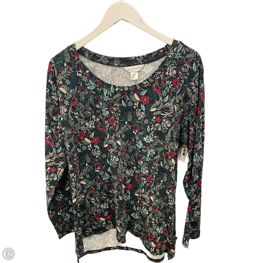 Top Long Sleeve By Christopher And Banks In Green & Red, Size: Xl