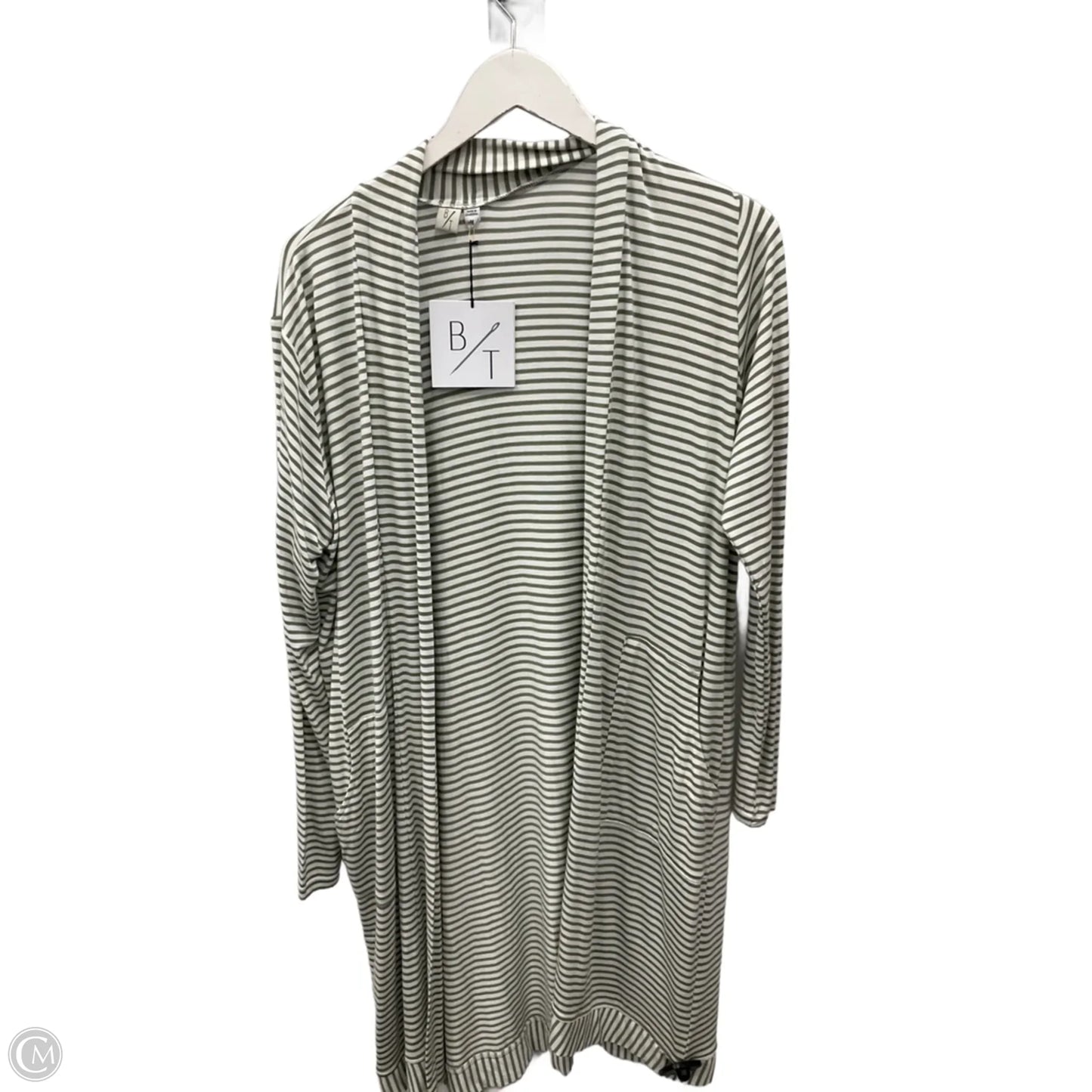 Cardigan By Clothes Mentor In Cream & Green, Size: M