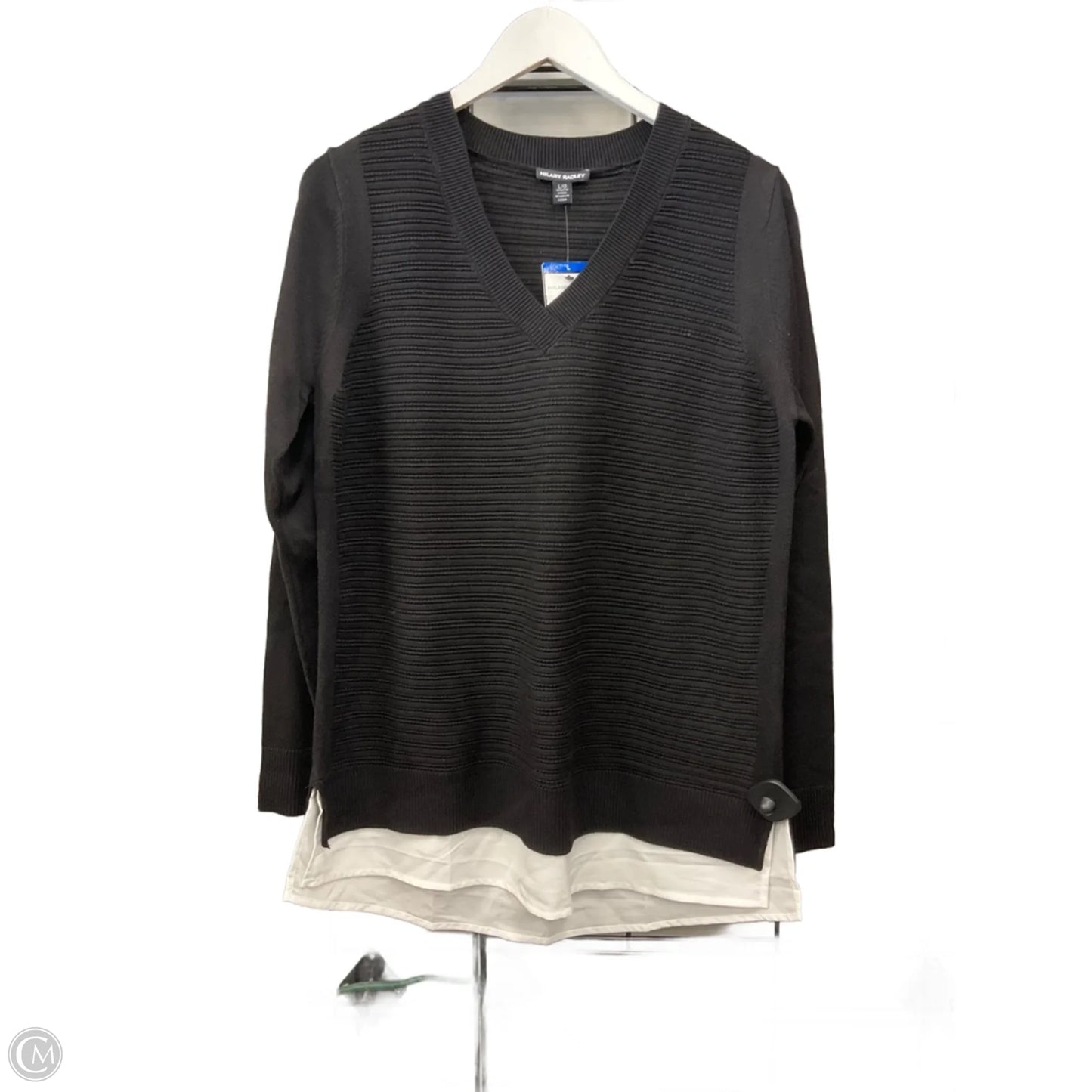 Top Long Sleeve By Hilary Radley In Black & White, Size: L