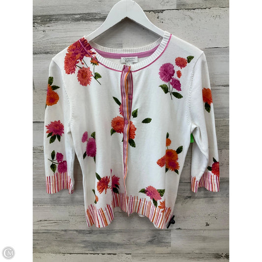 Cardigan By Christopher And Banks In Pink & White, Size: L