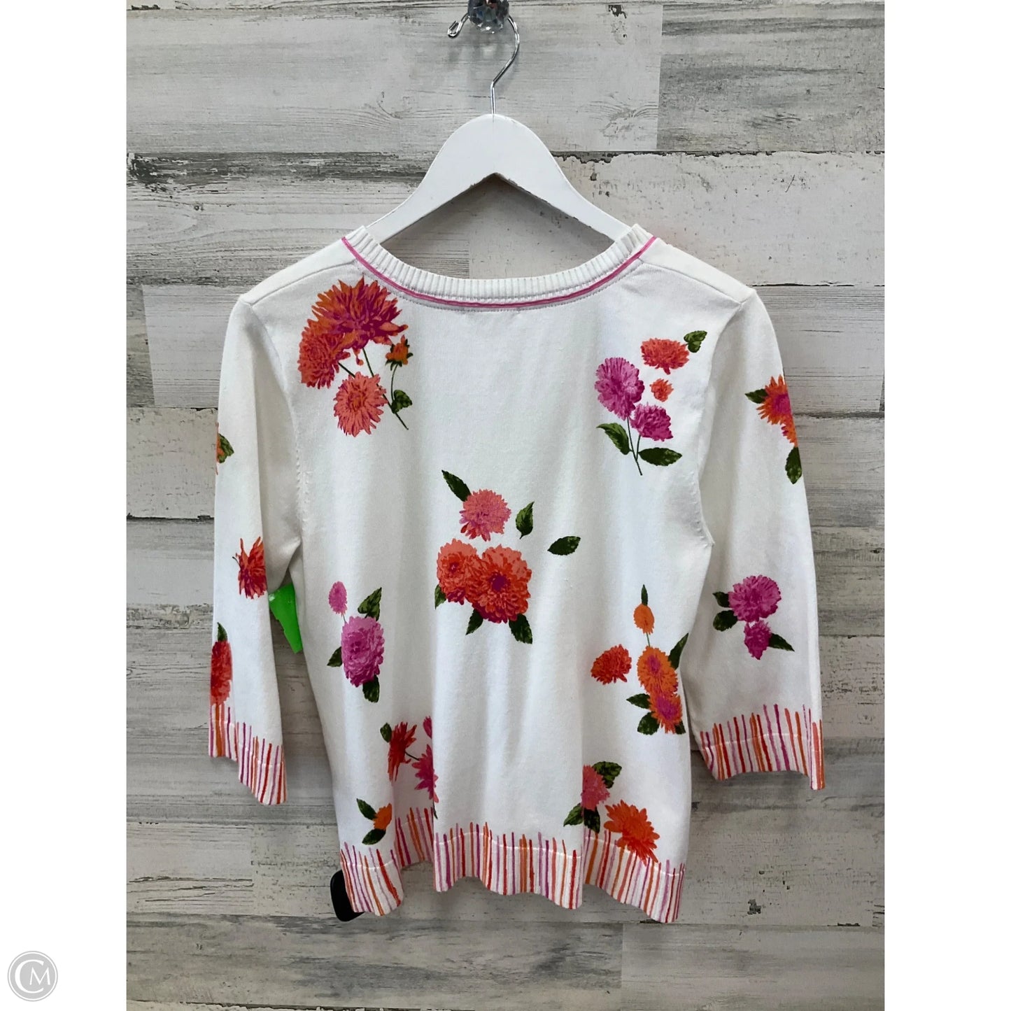 Cardigan By Christopher And Banks In Pink & White, Size: L
