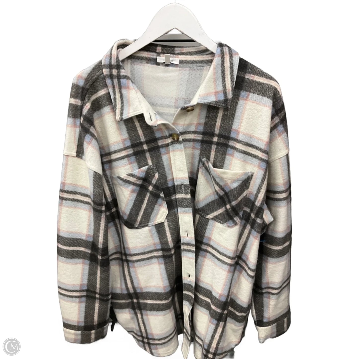 Top Long Sleeve By Maurices In Grey & White, Size: Xxl